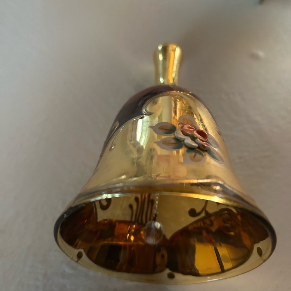 ANTIQUE MURANO Elegant Gold and Orange Decorative Glass Bell, BEAUTIFUL SHAPE - Picture 4 of 8